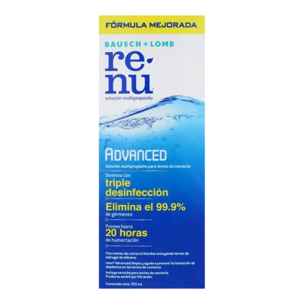 Renu Advanced Bausch & Lomb Solución Multiproposito Para Lentes De Contacto Con 355 Ml