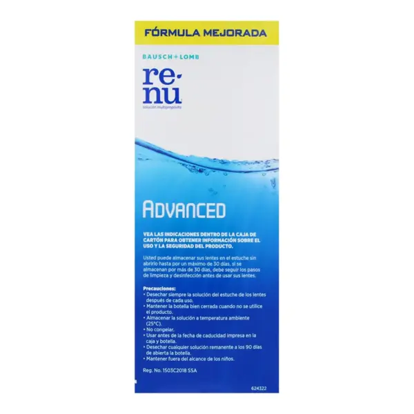 Renu Advanced Bausch & Lomb Solución Multiproposito Para Lentes De Contacto Con 355 Ml - Imagen 2