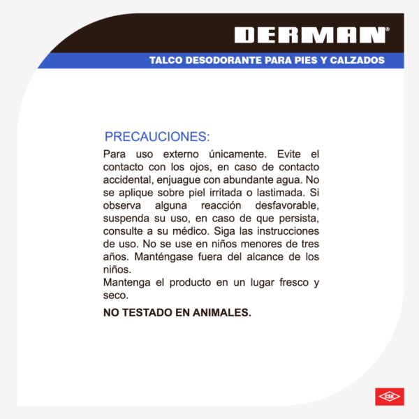 Derman Azul Talco Desodorante Para Pies Polvo Con 80 G - Imagen 6