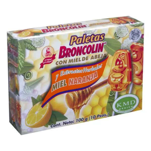 Broncolin Paleta Miel Sabor Limón 10 Piezas
