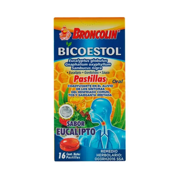 Broncolin Bicoestol Pastillas Sabor Eucalipto 16 Pastillas