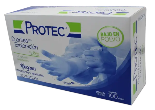 Protec Guantes Para Exploración De Látex No Estéril Tamaño Grande 100 Piezas