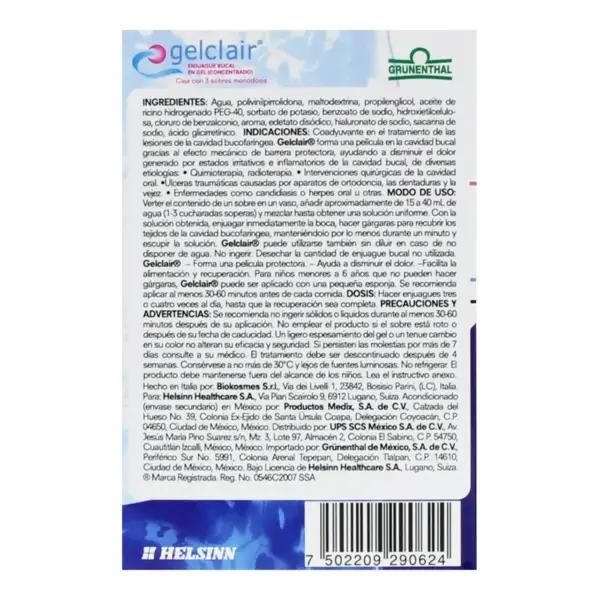 Gelclair Enjuague Bucal En Gel Con 3 Sobres - Imagen 2