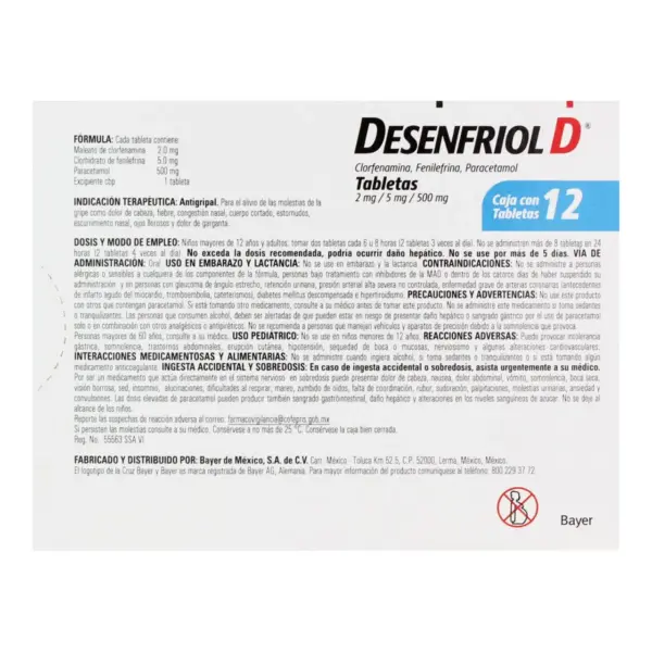 Desenfriol D 2/5/500 Mg Con 12 Tabletas - Imagen 2