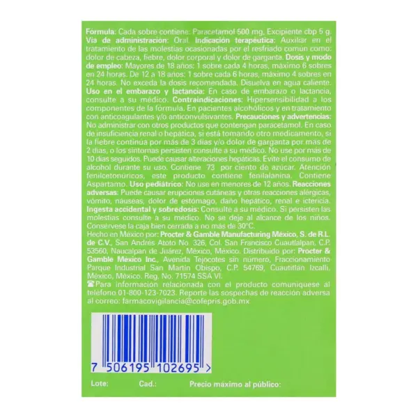 Vick Pyrena 500 Mg Granulado Sabor Manzana Canela Con 5 Sobres - Imagen 2