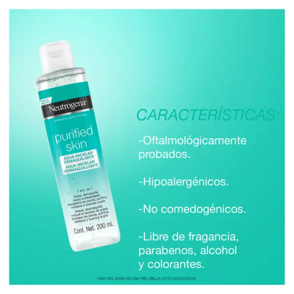 Neutrogena Purified Skin Agua Micelar Desmaquillante 200 Ml - Imagen 4