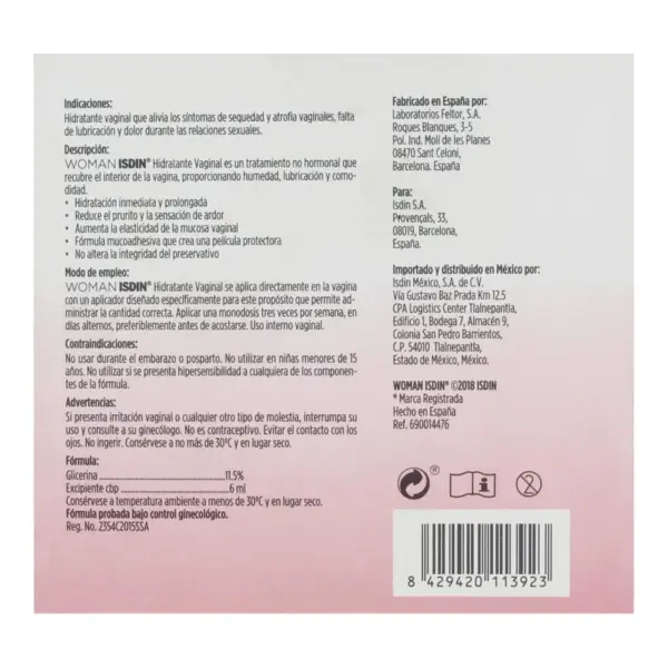 Isdin Woman Gel Hidratante Vaginal Con 12 Aplicadores - Imagen 2