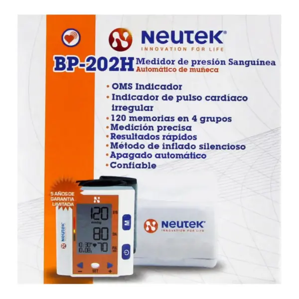 Baumanómetro Digital Neutek Bp-202h Para Muñeca Con 1 Pieza